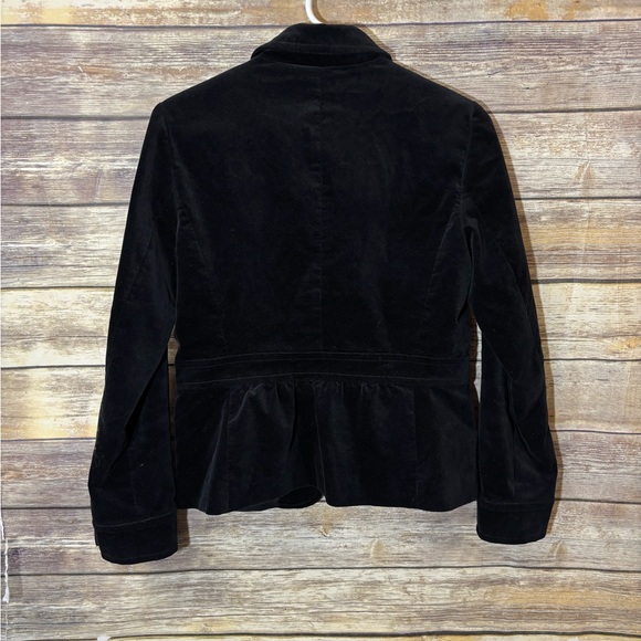 Talbots Classic Black Blazer 6 Velvet Military Buttons Front Pockets Career - Picture 3 of 5